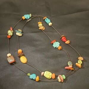 Vintage Native American Multi-Stone Necklace 44” long